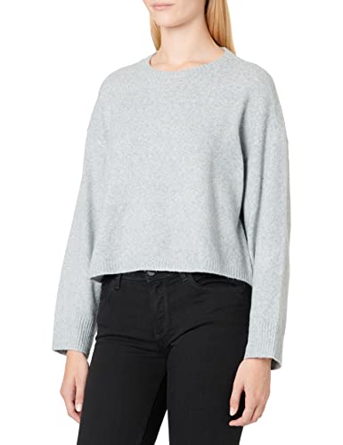 VERO MODA Damski sweter z dzianiny VMDOFFY LS O-Neck Boxy Blouse GA Boo, jasnoszary melanżowy, M