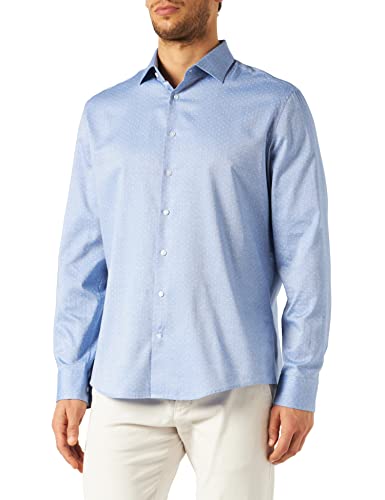 Seidensticker Męska koszula biznesowa – koszula bez prasowania o wąskim kroju – slim – długi rękaw – kołnierz kent – 100% bawełna, jasnoniebieski, 37