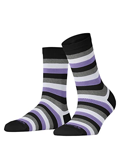 Burlington Kobiety Skarpety Preppy Stripe W SO Bawełna z wzorem 1 Para, Czarny (Black 3000), 36-41