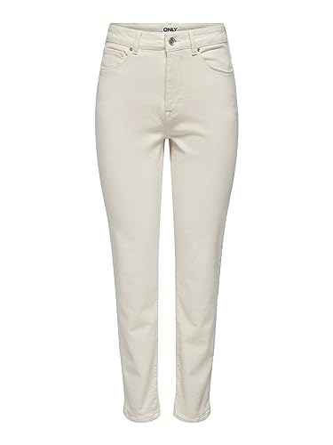 ONLY Dżinsy damskie o prostym kroju Onlemily Stretch HW Ankle, écru, 26W / 32L