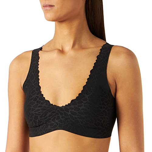 Sloggi Zero Feel Lace Bralette 2.0 - Damski biustonosz koronkowy na fiszbinach, czarny, M