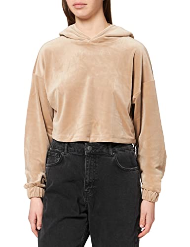 Urban Classics Damska bluza z kapturem Cropped Velvet Oversized Hoody z kapturem, Softtaupe, L