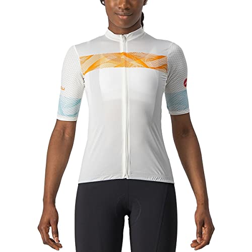 CASTELLI Damska bluza z dżerseju Fenice, Kość słoniowa/pomarańczowe światło, L