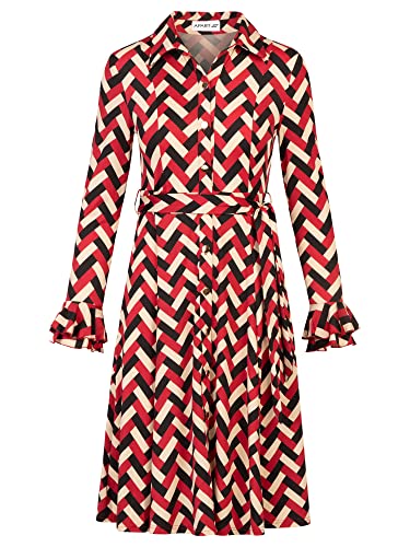 APART Fashion Sukienka damska z nadrukiem, Czerwony-wielokolorowy, 42