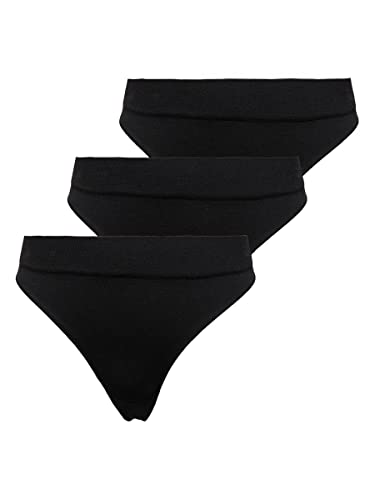ONLY Damskie spodnie LDS Seamless Fine Rib Thong Panties, czarne, M/L