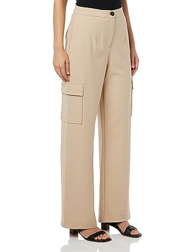 VERO MODA Damskie spodnie VMSASIE HR Wide Cargo Pant NOOS, irlandzkie spodnie, 34 W / 32 L, Irish Cream, 34-S-L