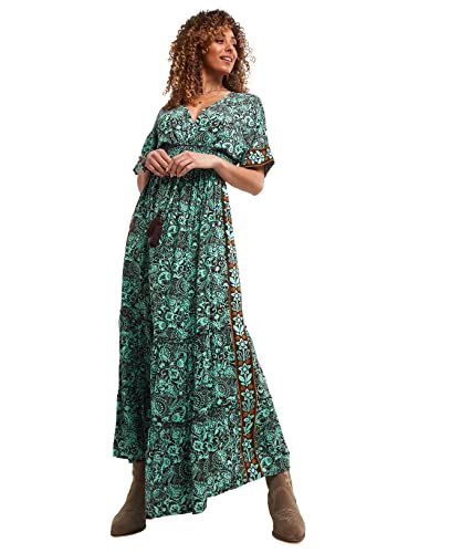 Joe Browns Damska sukienka maxi w stylu boho z nadrukiem obramowania z przodu kimono, 12, Multi, multi, 38