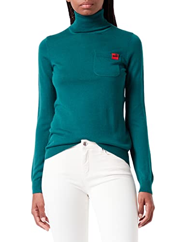 Love Moschino Damski turtleneck with Patch Pocket Top, zielony, 46