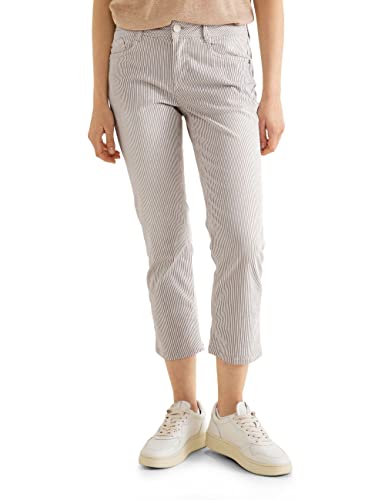 Street One Damskie spodnie jeansowe 7/8 w paski A376528, Myty piasek w paski, 32W / 26L
