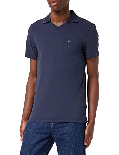 Armani Exchange Męska koszulka polo z dekoltem w serek bez guzika, Przestrzeń kosmiczna, L