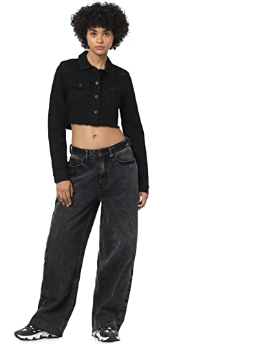 ONLY ONLWonder Cropped damska kurtka dżinsowa, czarny, XL
