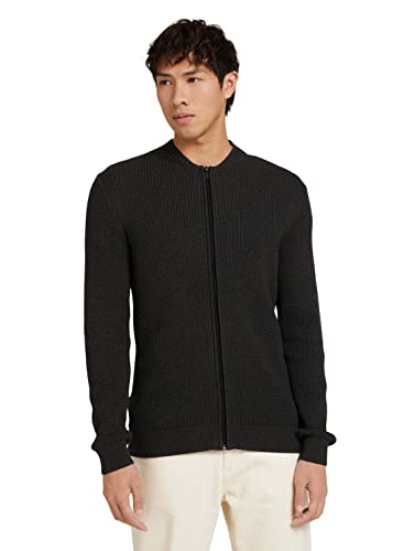 TOM TAILOR Denim Męskie Kardigan 1028395, 10617 - Black Grey Melange, XS