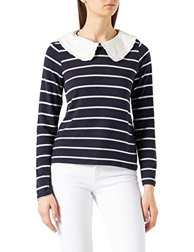 Springfield Damska koszula Camiseta Manga Larga Punto Cortado, niebieski morski, S