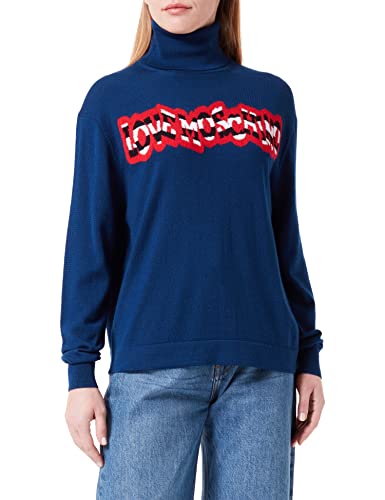 Love Moschino Damski sweter z długim rękawem z paskami, niebieski, 38