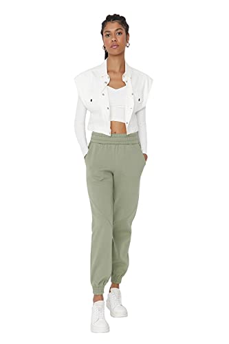 Trendyol Damskie spodnie dresowe o normalnej talii Skinny Fit Jogger, Miętowy, XL