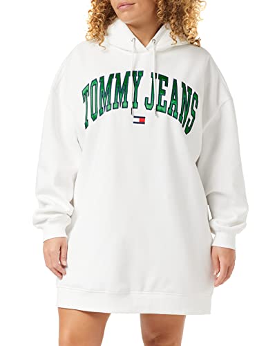 Tommy Hilfiger Damska sukienka z kapturem Tjw Collegiate Logo Bluza Sweter, Ecru, L, Ecru, L
