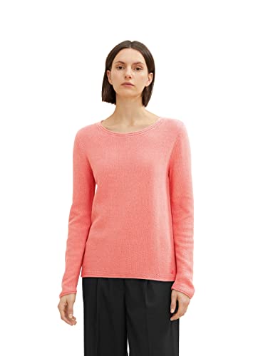 TOM TAILOR Damski sweter 1035113, 30264-gładki Papaya Red Melange, XXL