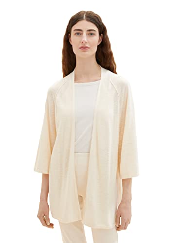 TOM TAILOR Damski 1036740 kardigan kardigan dziergany, 31649-Ivory ecru, S, 31649 – kość słoniowa ecru, S