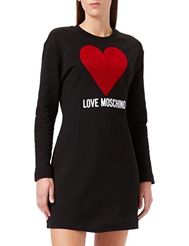 Love Moschino Damska sukienka z długimi rękawami z maxi serca, czarny, 40