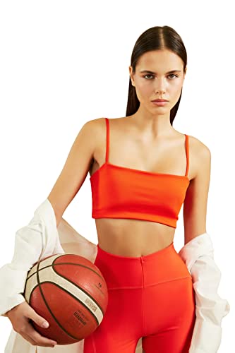 Trendyol Damski regularny krój kwadratowy kołnierz tkany biustonosz sportowy, kwiat granatu, M, Kwiat granatu, M