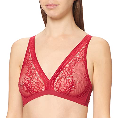 Emporio Armani Damski biustonosz z mikrofibry i koronki, karminowy, XS