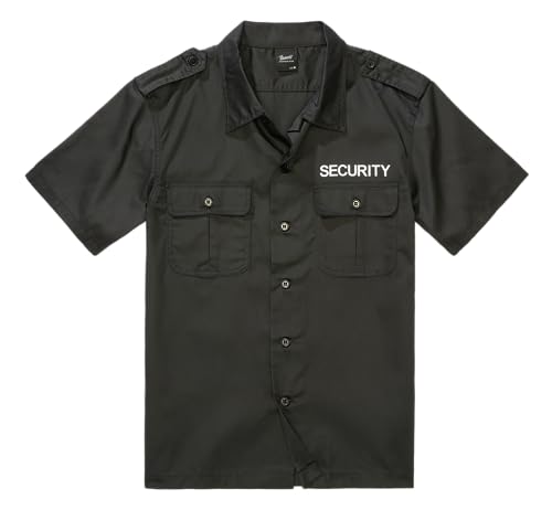 Brandit Męska koszula Security Us Short Klasyczna koszula, Czarny – krótki rękaw., 3XL