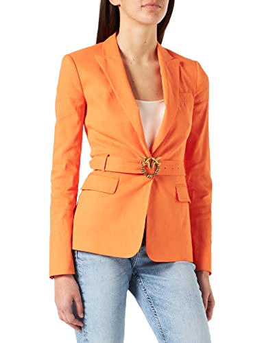 Pinko Damski Empoli Giacca Tela DI LINO/VIS płaszcz, A69_Arancione-CAROTA, 46N