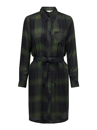 Bestseller A/S Onlriley Life Ls Check Dress WVN sukienka bluzkowa, Black/Checks:Duffle Bag, L