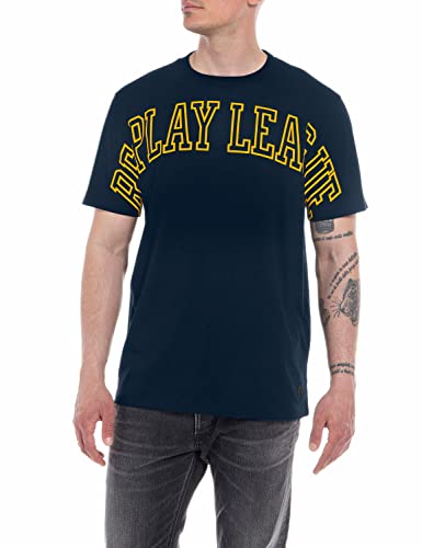 Replay T-shirt męski, 085 niebieski, L