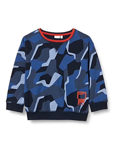 NAME IT Bluza chłopięca Nkmnanismo Ls Boxy Sweat, Dark Sapphire, 116