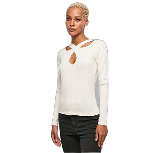Urban Classics Damska koszulka z długim rękawem Crossed Cut Out, Whitesand, 5XL
