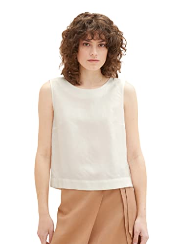 TOM TAILOR Damska bluzka lniana top, 10315 - Whisper White, 42