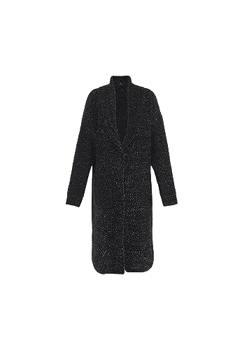 faina Damski modny kardigan średniej długości, czarny, rozmiar XL/XXL, czarny, XL