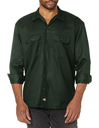 Dickies Męska koszula z długim rękawem do pracy o regularnym kroju na co dzień, Zielony myśliwy, XL