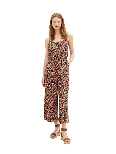 TOM TAILOR Denim Kombinezon damski z zapięciem na guziki, 31952 - Black Flower Print, L