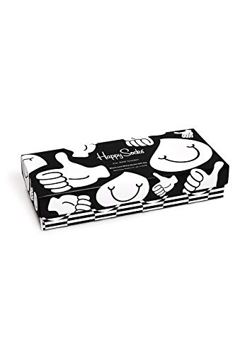 Happy Socks Black and Whites Gift Set, kolorowe i zabawne, Skarpety dla kobiet i mężczyzn, Czarny 4 pary (41-46)