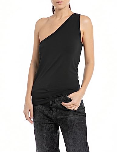 Replay Damski top slim fit, 098 BLACK, M