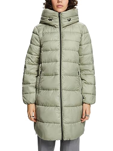 ESPRIT Z recyklingu: pikowany płaszcz z kapturem, Dusty Green, XXL