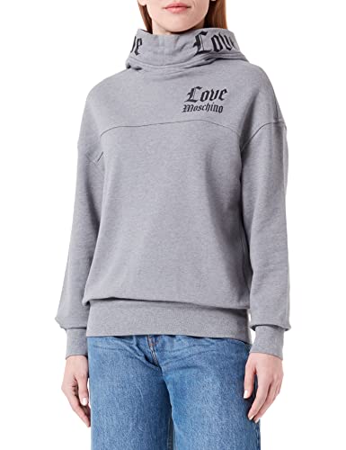 Love Moschino Damska bluza z kapturem Love On Hood's z nadrukiem gotyckiego logo, 50 sztuk, Szary mieszany, 50