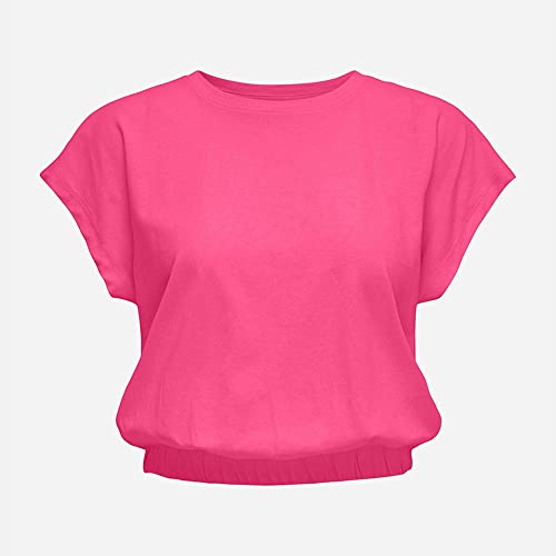 ONLY Kobiety ONLMAY S/S Cropped Box JRS Top, Shocking Pink, S, Shocking Pink, S