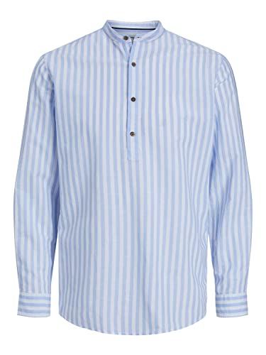 JACK & JONES koszula męska listwa guzikowa, Blue/paski: slim fit, L