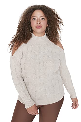 Trendyol Bluza damska, BEŻOWY, 4XL