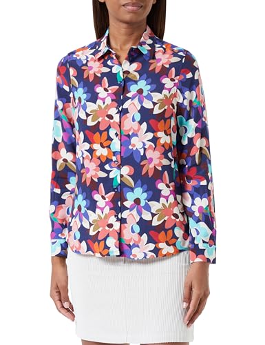 Seidensticker Damska bluzka - modna bluzka - Regular Fit - kołnierz koszuli - długi rękaw - 100% wiskoza, niebieski, 38