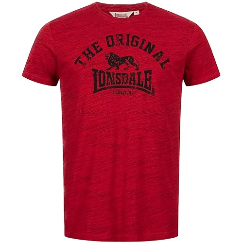 Lonsdale Oryginalny T-shirt męski, Marl Red/Black, M