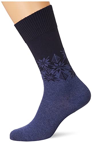 FALKE Męski Haven zrównoważona wełna kaszmir półwysoki ze wzorem 1 para skarpet, niebieski (Dark Navy 6375), 39-42