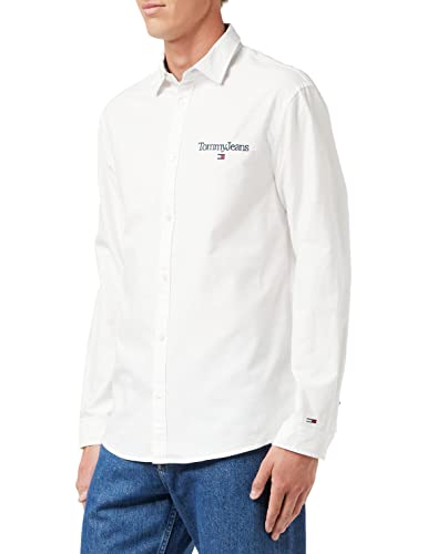 Tommy Jeans Męska koszula TJM Serif Linear Oxford, biały, S