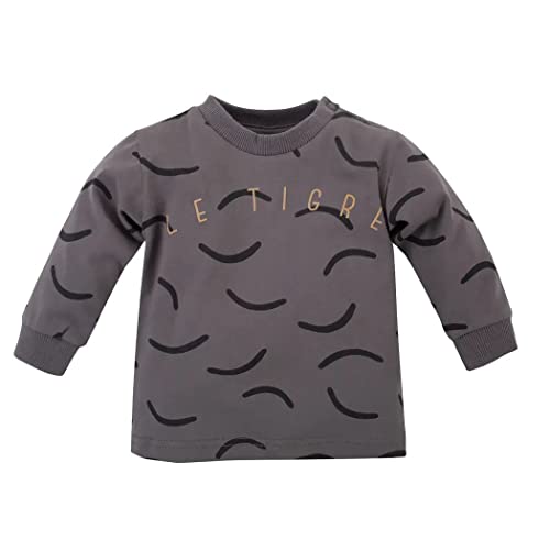 Pinokio Baby Blouse Long Sleeve Le Tigre, 95% bawełna 5% elastan grafit z paskami tygrysa, chłopcy rozm. 62-104 (68), szary (Graphite), 68