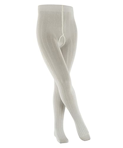 FALKE Uniseks - dzieci Rajstopy Classic Rib K TI Bawełna grube jednokolorowe 1 Para, Biały (Off-White 2040), 134-146 (9-12 lata)