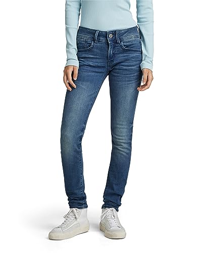 G-STAR RAW Lynn Mid Waist obcisłe dżinsy damskie, Niebieski (Średni wiek 60885-6550-071), 23W / 36L