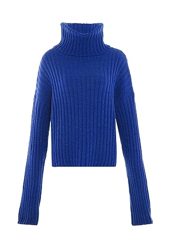 Libbi Blonda damski sweter z golfem z modną talią i długimi rękawami, akryl, królewski błękit, rozmiar XL/XXL, królewski błękit, XL